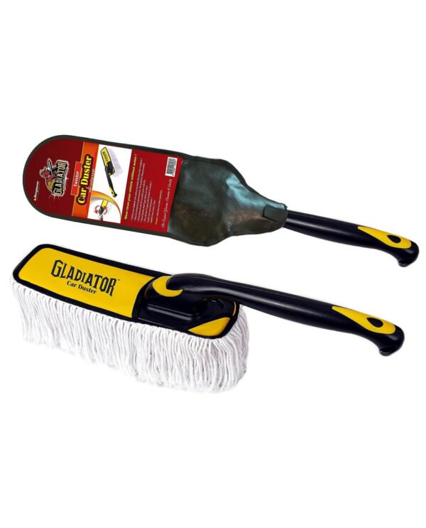 Gladiator Twister Wax-Baked Car & Bike Duster | Soft Cotton Fibres | Wooden Handle | Scratch-Free | Carry Case | Bergmann BCD-06