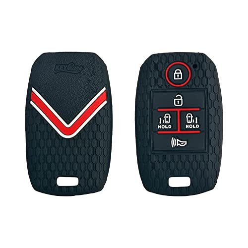 Keycare Silicon Car Key Cover KC51 Fit for Carnival 5 Button Smart Key | Available in Black,Gray And Red Colour