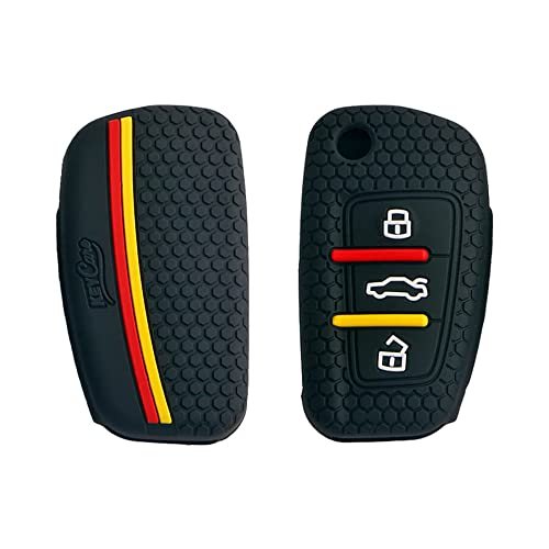 Keycare Silicon Car Key Cover KC57 Fit for Audi A6, Q3, Q5, Q7 Flip Key | Available in Black,Red And Grey Colour