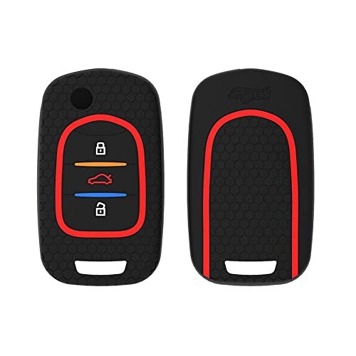Keycare Silicon key cover KC39 fit for MG Hector 3 button flip key | Black