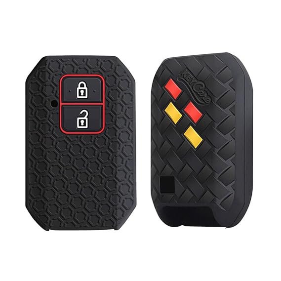 Keycare DE Series Silicon Key Cover DE05 Compatible for Suzuki Fronx, Baleno, Brezza, Swift, Ertiga, XL6, DZire, Ignis, Grand Vitara 2 Button Smart Key | Black