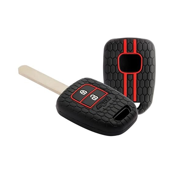 Keycare Silicon Key Cover KC33 Compatible for WR-V, City, Jazz, Amaze 2014+ Models | Available in Black And Red Colour