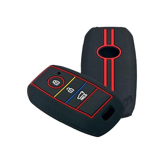 Keycare Silicon Key Cover KC31 Compatible for Seltos 3 Button Smart Key | Black
