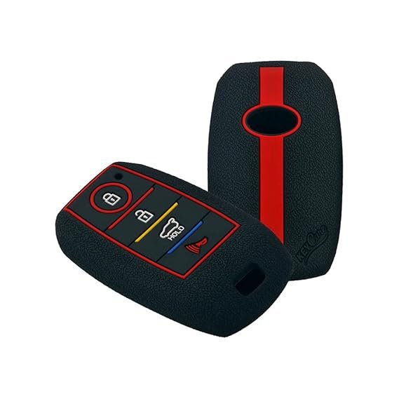 Keycare Silicon Key Cover KC49 for Kia Seltos 4 Button Smart Key | Available in Black,Red And Blue Colour