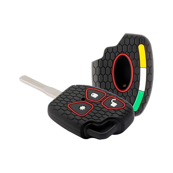 Keycare Silicon Key Cover KC34 for Mahindra Xylo, Scorpio, Quanto Remote Key | Available in Black And Red Colour