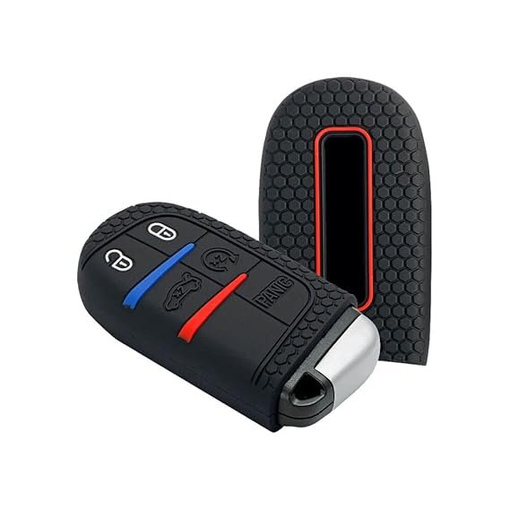 Keycare Silicon Key Cover KC28 for Jeep Compass, Trailhawk Smart Key | Push Button Start Models | Black