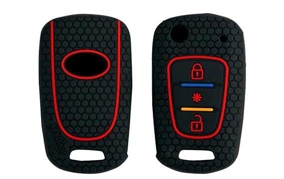 Keycare Silicon Key Cover KC45 Compatible for Hyundai i10, Old i20, Verna Fluidic 2007-2011 Models with flip Key | Available in Black,Blue And Brown Colour