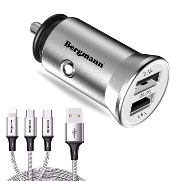 Cargenius XF 3 | 4.8A Car Charger with 3-in-1 Micro USB Cable | Bergmann ??IBD-343-3