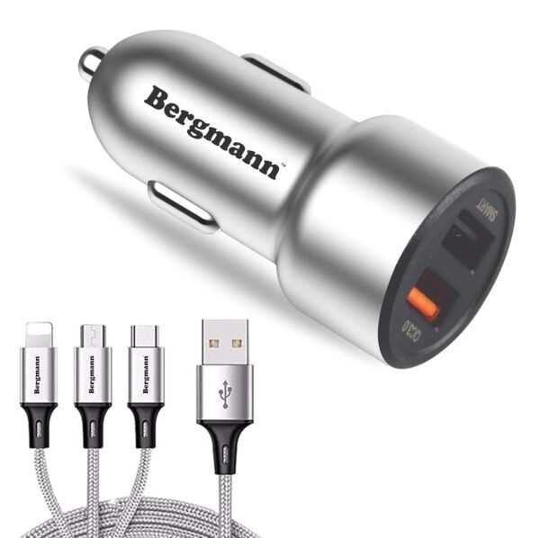 Cargenius XXF 3 | QC3.0 Car Charger with 3-in-1 Micro USB Cable | Bergmann ?IBD-342