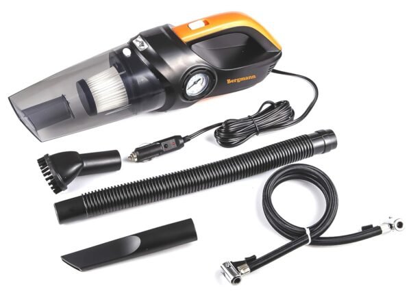 Cyclonic 2-in-1 Tyre Inflator and Car Vaccum Clear Black & Gold  | Bergmann BVT-120A