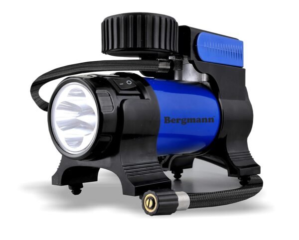 Typhoon Blue Heavy Duty Metal Car Tyre Inflator | Built-in LED | 150W High Power | Bergmann BCT-150